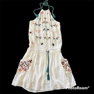 ANTRO RAGA EMBROIDERED HALTER MINI DRESS NWT SIZE SMALL